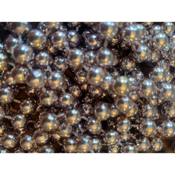 Silver & Gold Beaded Christmas Tree Garland 35ft Each Vintage-Style Holiday Deco - Picture 3 of 6